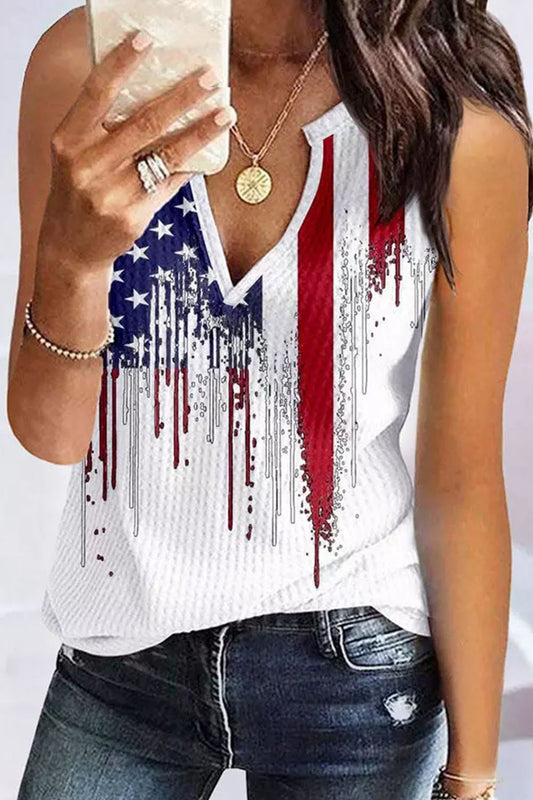 Patriotic US Flag Notched Neck Tank | Show Your Pride