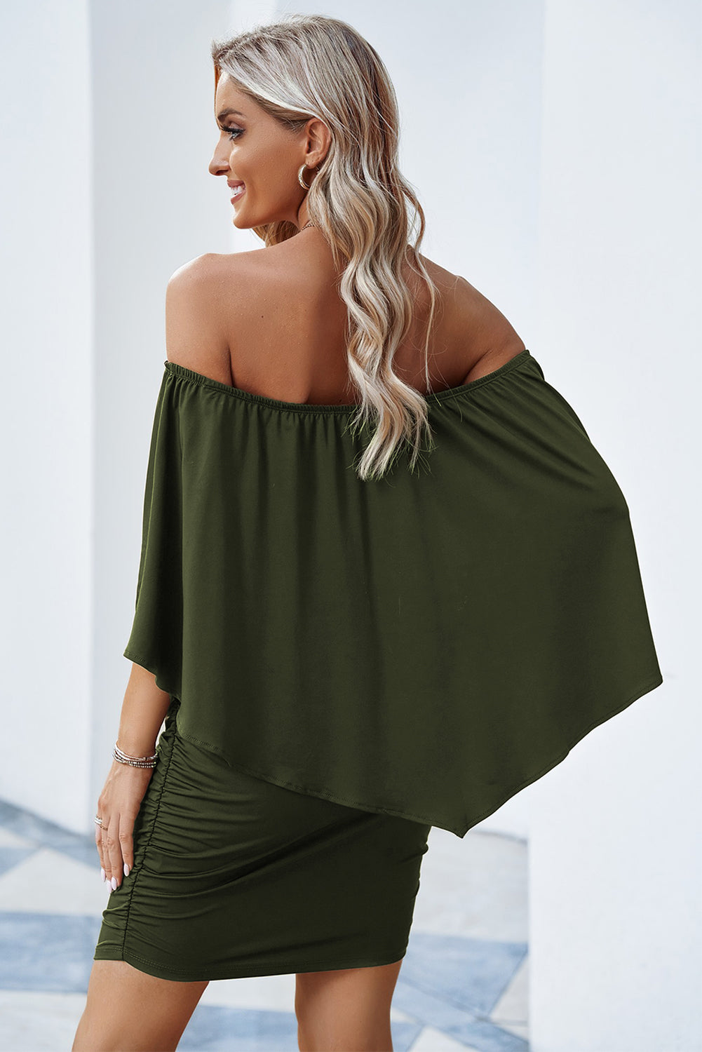 Chic Off-Shoulder Dress - The Exclusive Emerald