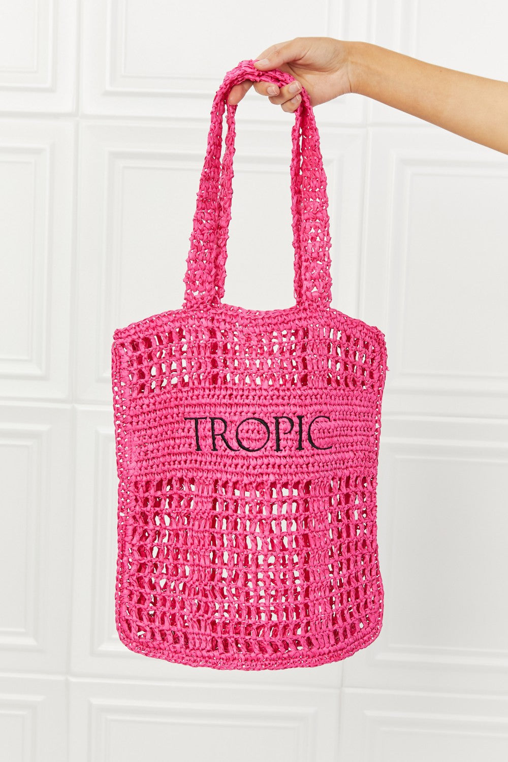 Hot Pink Straw Tote Bag - The Exclusive Emerald