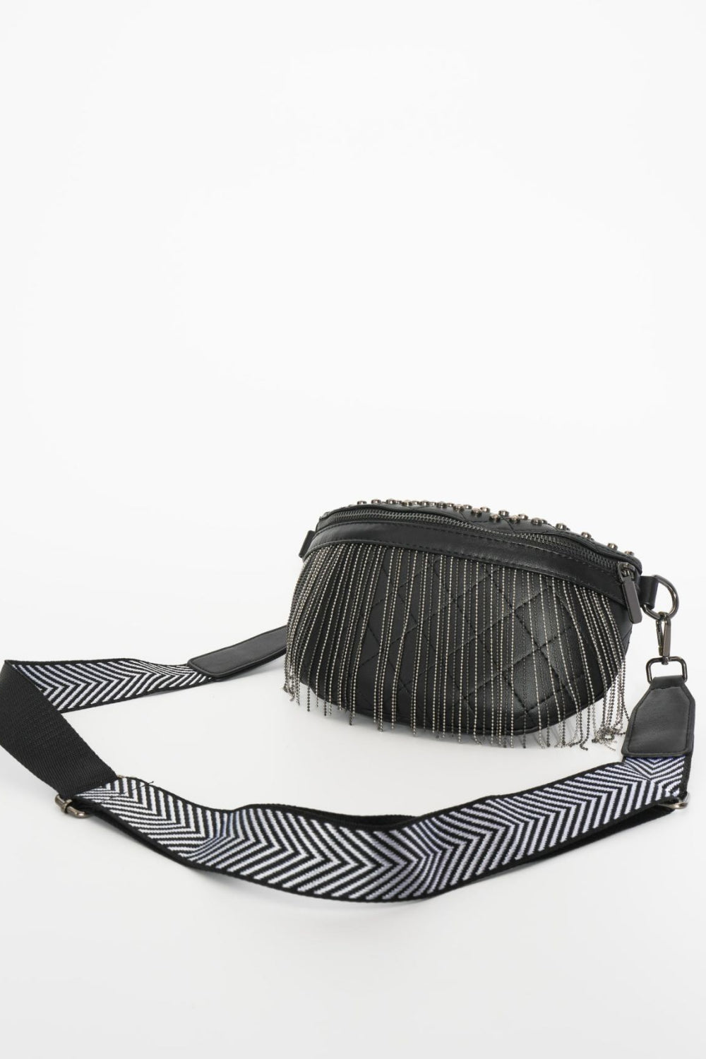 Edgy Leather Studded Sling Bag with Fringes | Must-Have Accessory
