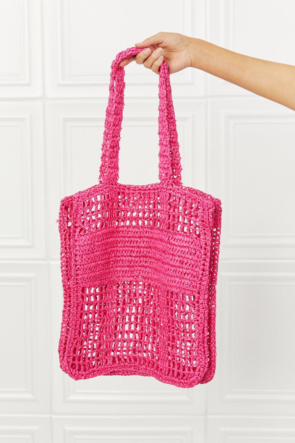 Hot Pink Straw Tote Bag - The Exclusive Emerald