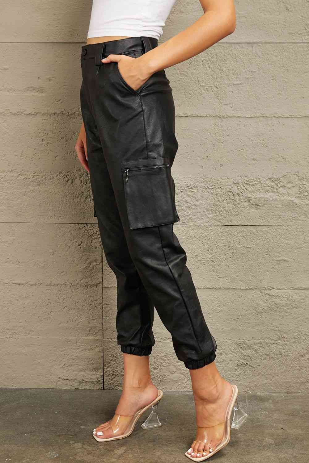 Right side view of Kancan High Rise Leather Joggers