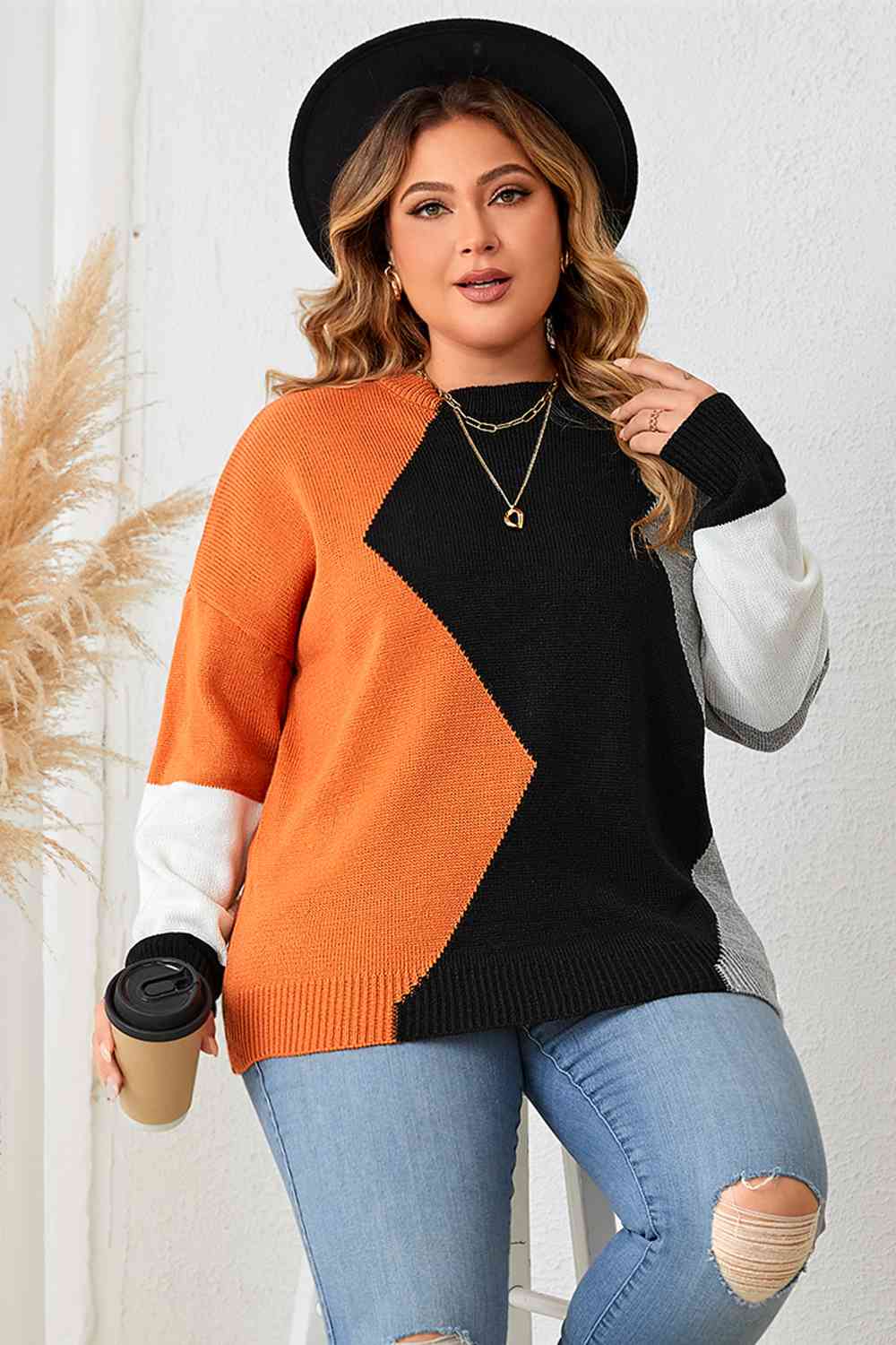 Black Round Neck Knit Top