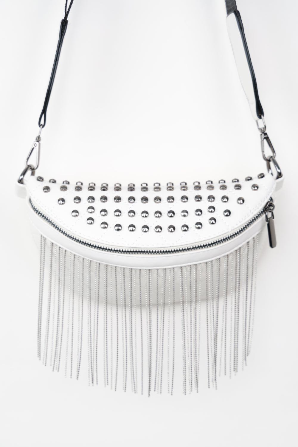 Edgy Leather Studded Sling Bag with Fringes | Must-Have Accessory